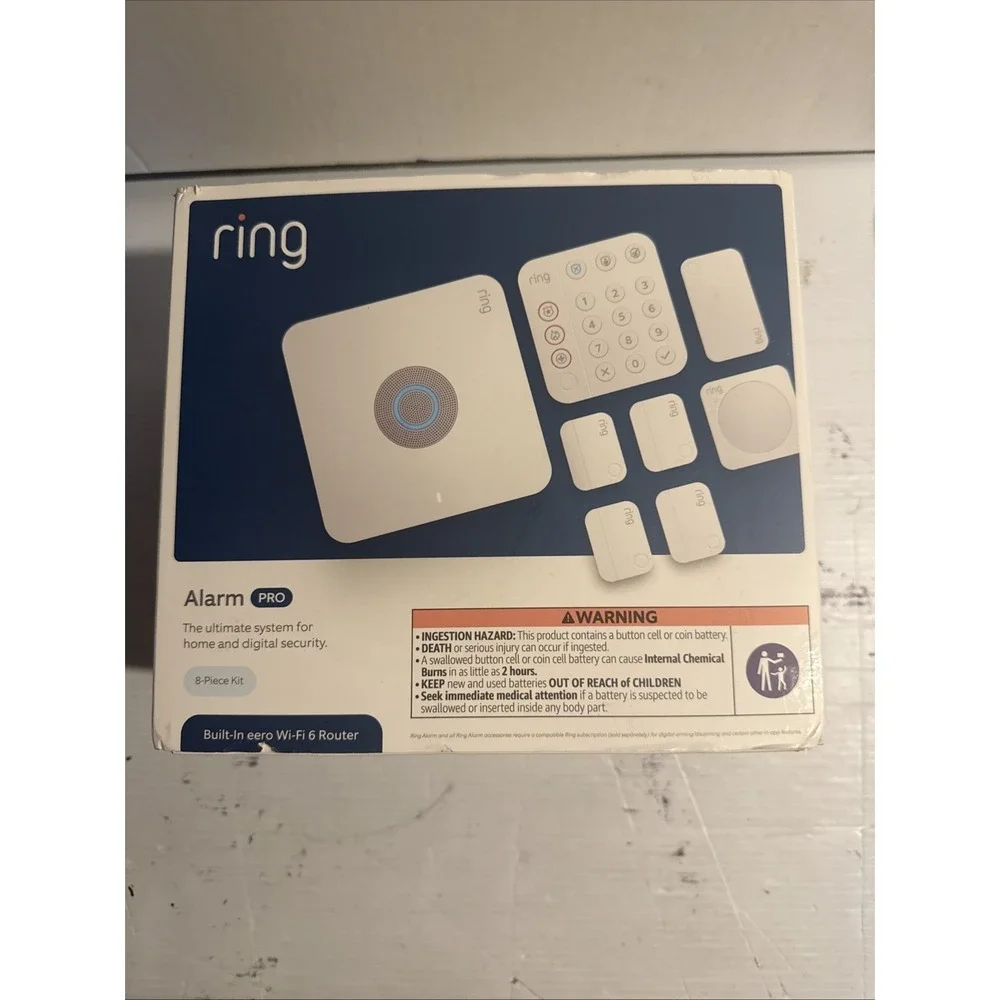 Ring Alarm Pro Home Security Kit Wi-Fi 6 router built-in 8 piece White New Open